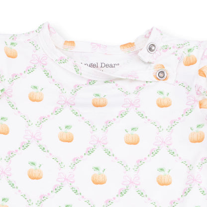 Pretty Pumpkin Trellis - Ruffle Sleeve Bodysuit with Snap Shoulder