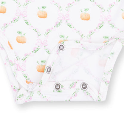 Pretty Pumpkin Trellis - Ruffle Sleeve Bodysuit with Snap Shoulder