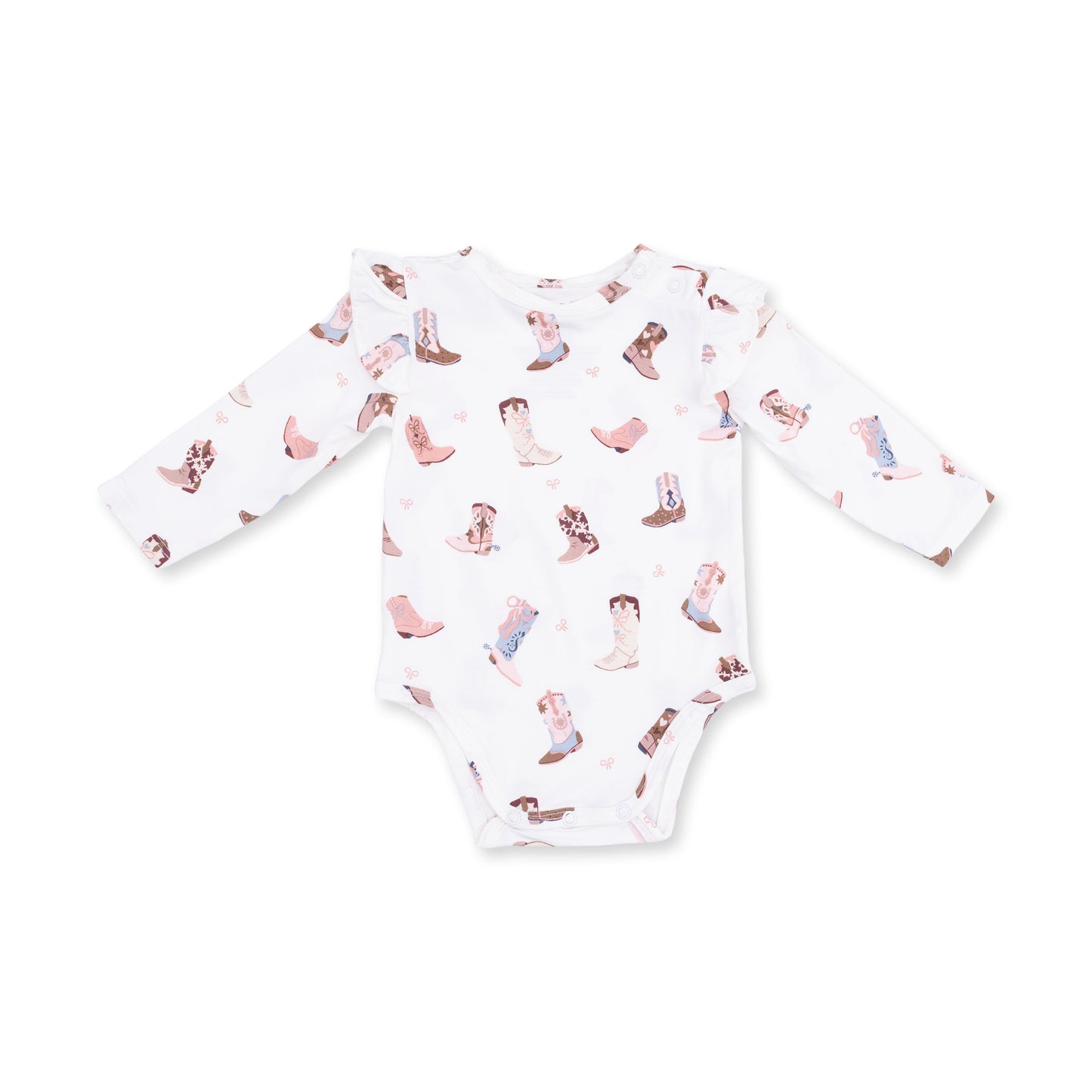 Buckarette Boots - Ruffle Sleeve Bodysuit with Snap Shoulder