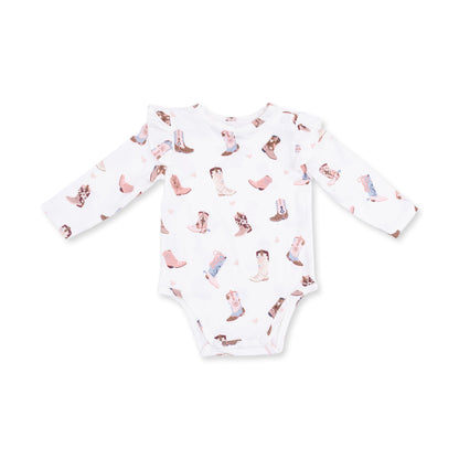 Buckarette Boots - Ruffle Sleeve Bodysuit with Snap Shoulder