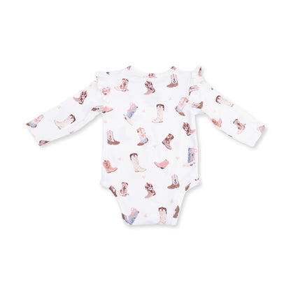 Buckarette Boots - Ruffle Sleeve Bodysuit with Snap Shoulder