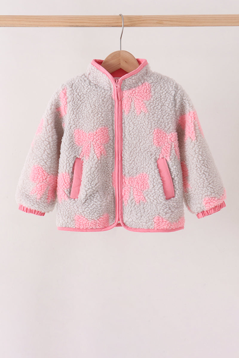 Pink bow fleece jacket