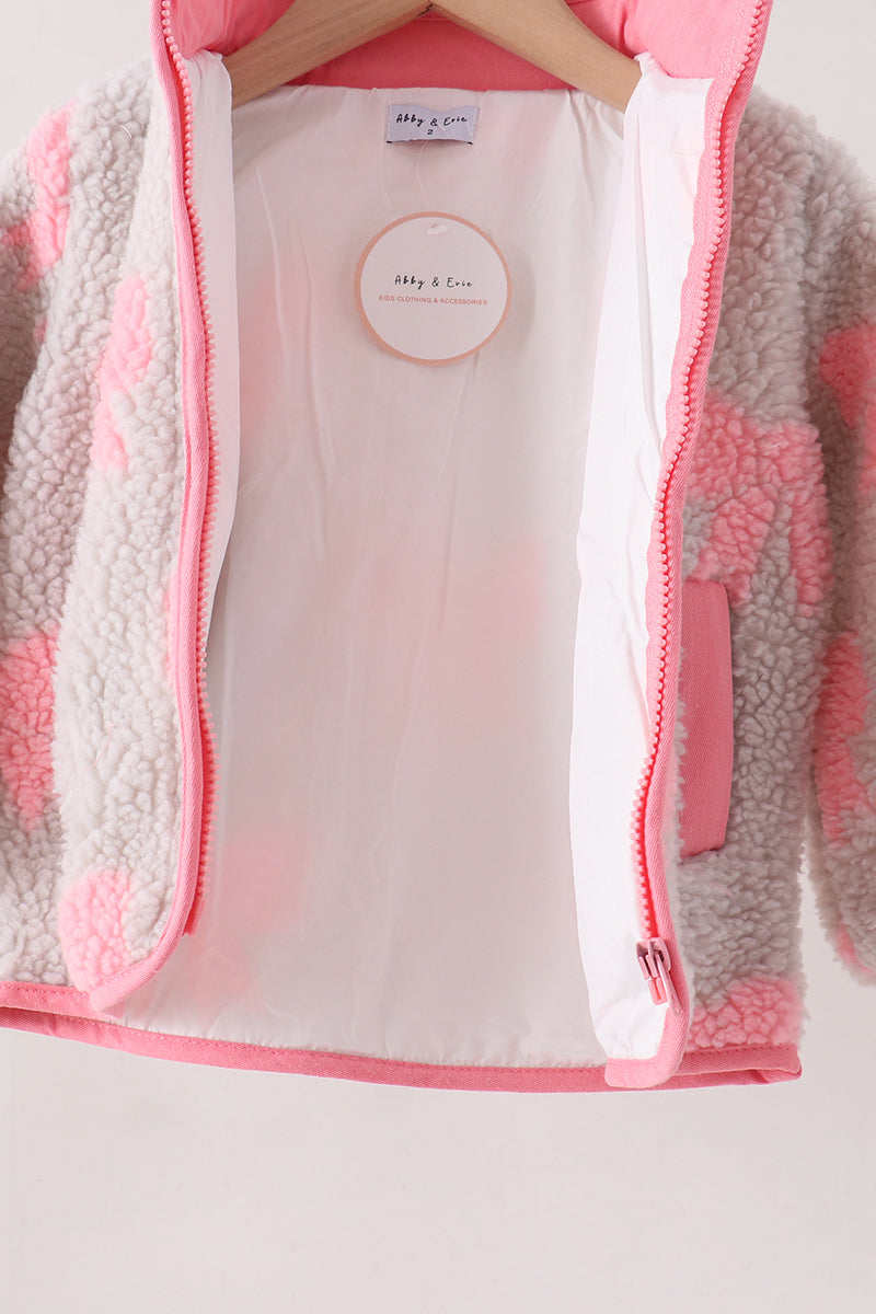 Pink bow fleece jacket