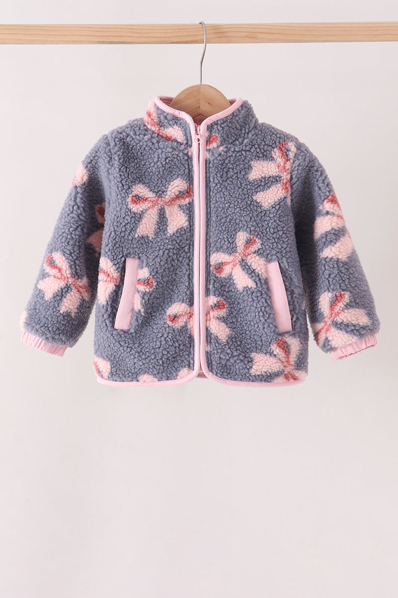 Blue bow fleece jacket