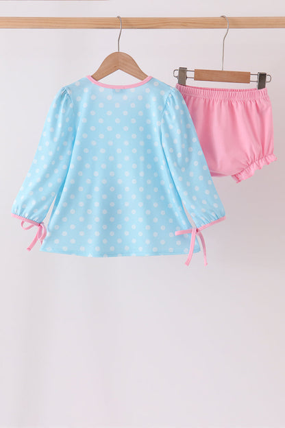 Blue Milk Santa Cookies Ruffle Bloomer Set