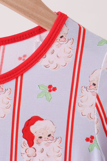 Blue santa claus bamboo ruffle dress