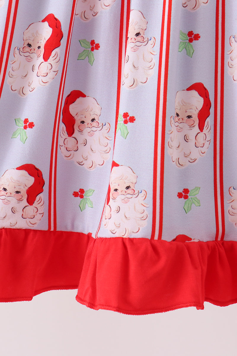 Blue santa claus bamboo ruffle dress