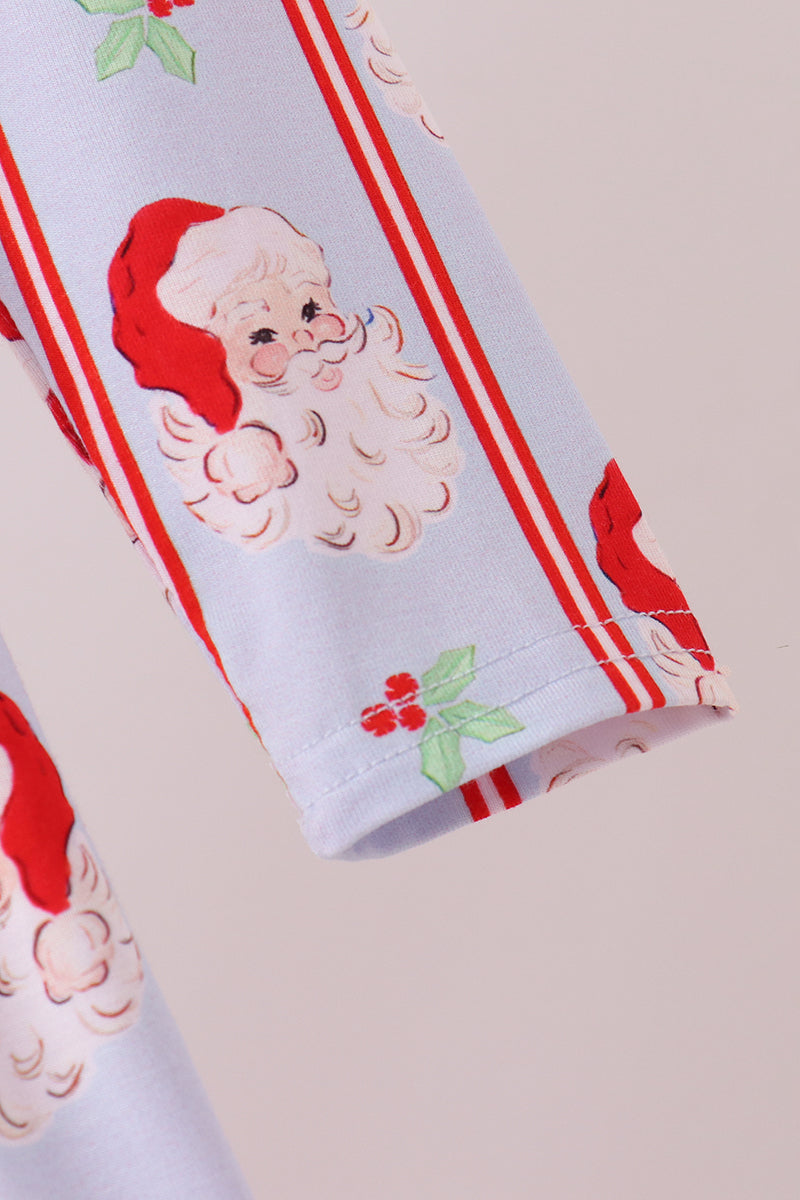 Blue santa claus bamboo ruffle dress