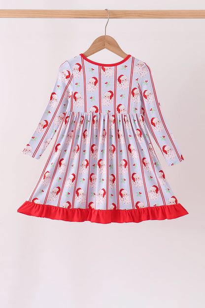 Blue santa claus bamboo ruffle dress