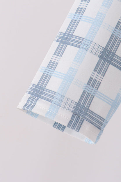 Blue plaid pocket top