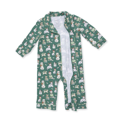Christmas Dogs Uni - Long Sleeve Coat Style Romper