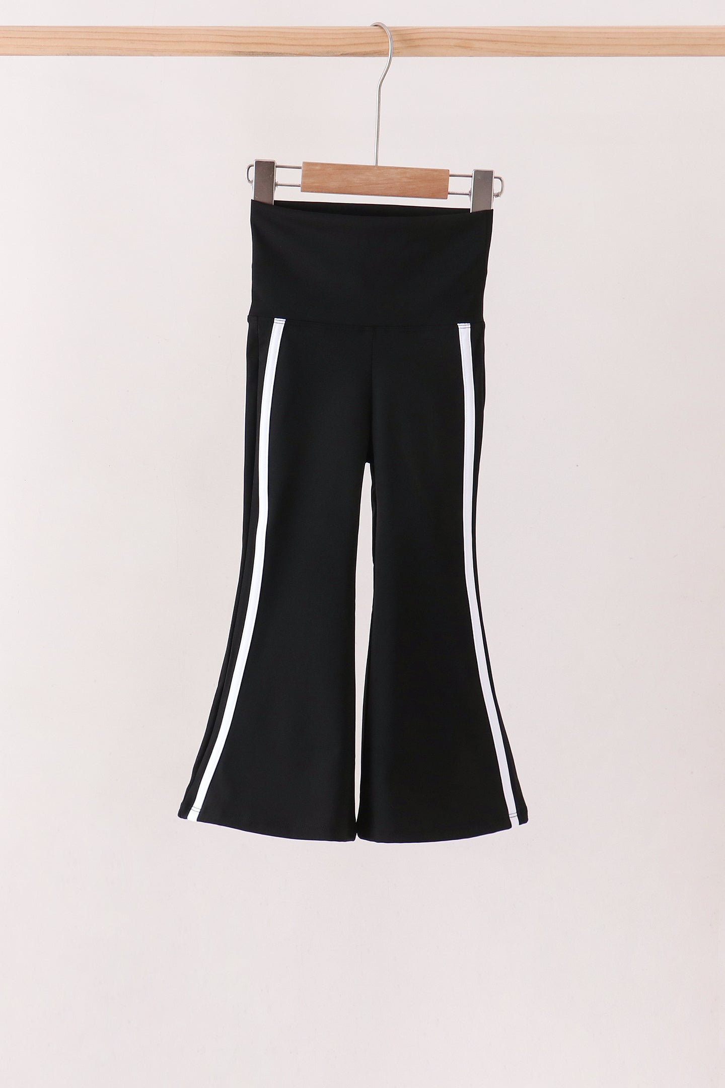 Black Flare Double Side Stripe Active Pants