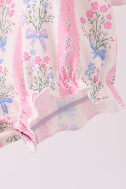 Pink Pearl Bow Floral Bubble