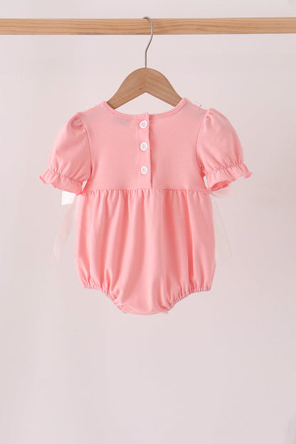 Pink pumpkin embroidery ruffle bubble