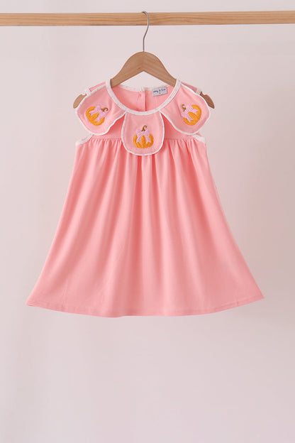 Pink pumpkin embroidery dress