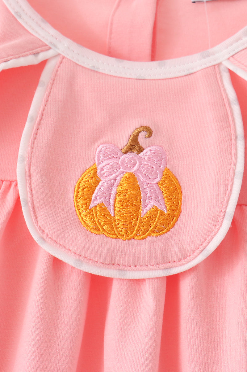 Pink pumpkin embroidery dress