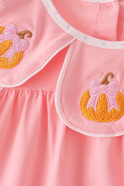 Pink pumpkin embroidery bloomer set