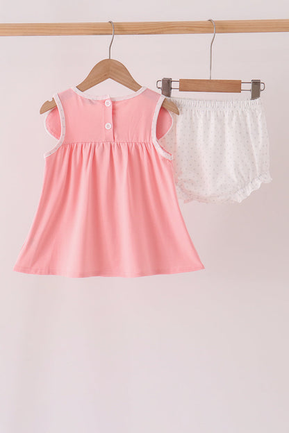 Pink pumpkin embroidery bloomer set