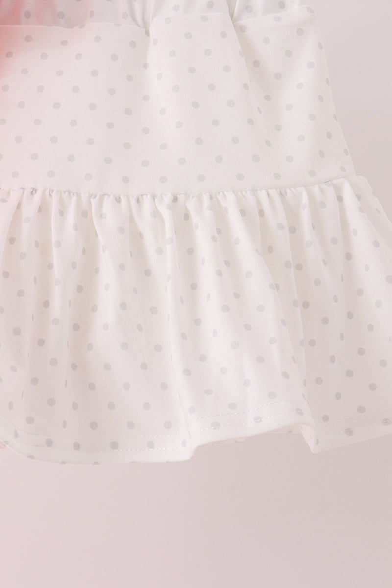 Pink pumpkin embroidery skorts set