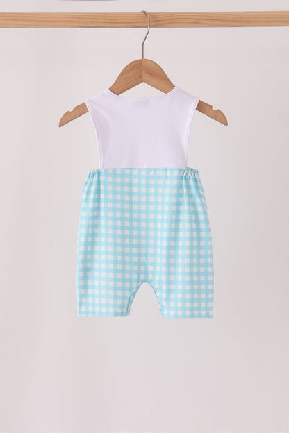 Blue pumpkin embroidery gingham jonjon
