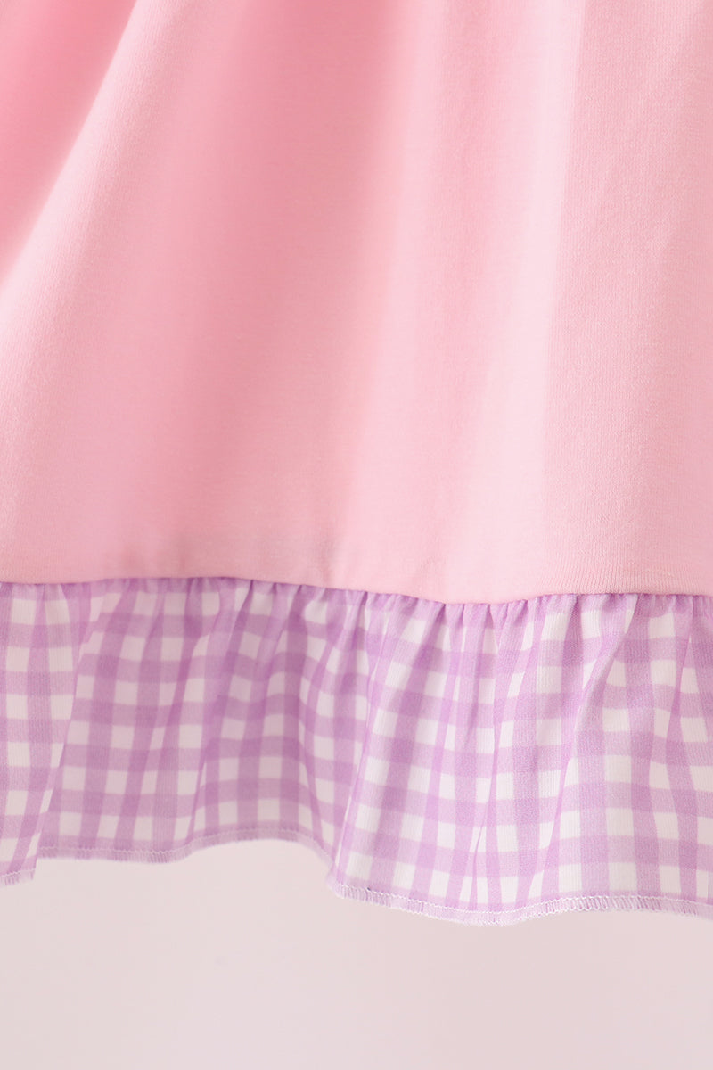 Pink goose embroidery ruffle dress