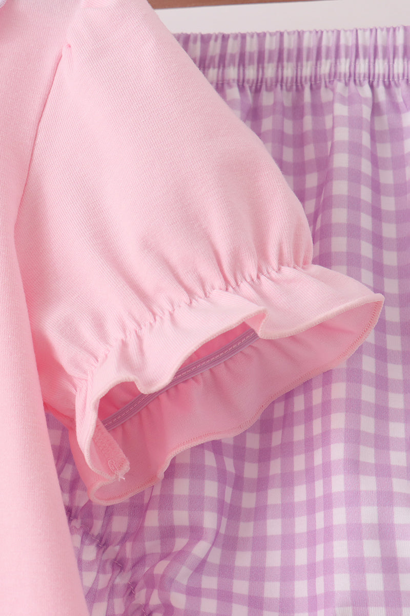 Pink goose embroidery ruffle bloomer set