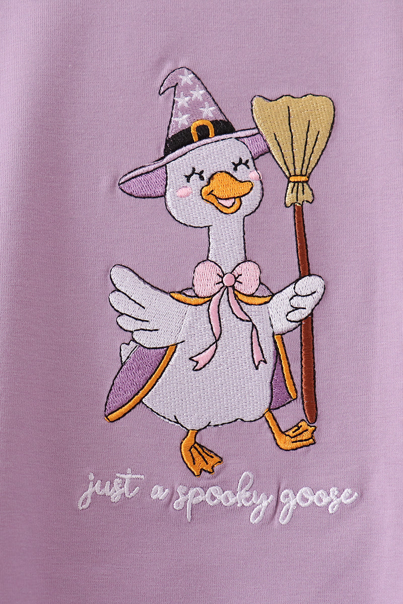 Purple goose embroidery top