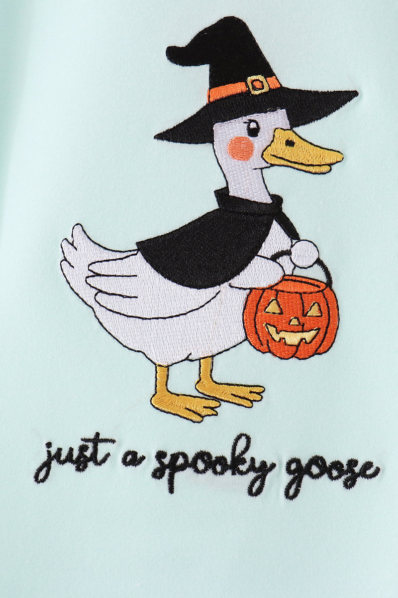 Blue goose embroidery top