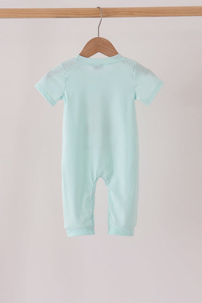 Blue goose embroidery romper