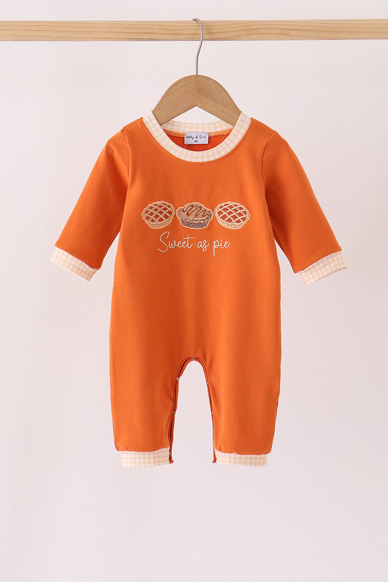 Sweet as pie embroidery romper