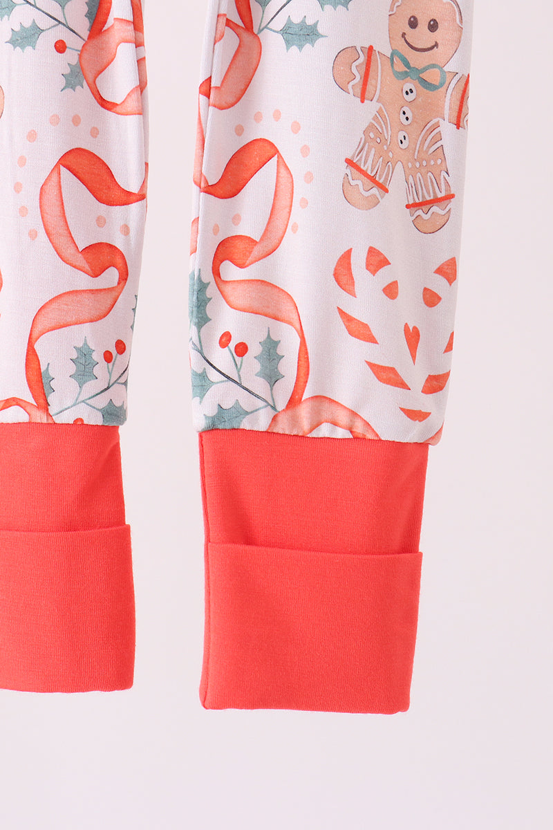 Coral gingerbread bamboo zipper romper