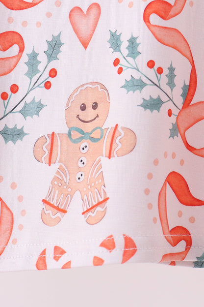 Coral gingerbread bamboo ruffle pants set