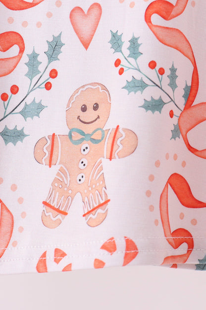 Coral gingerbread bamboo ruffle pants set