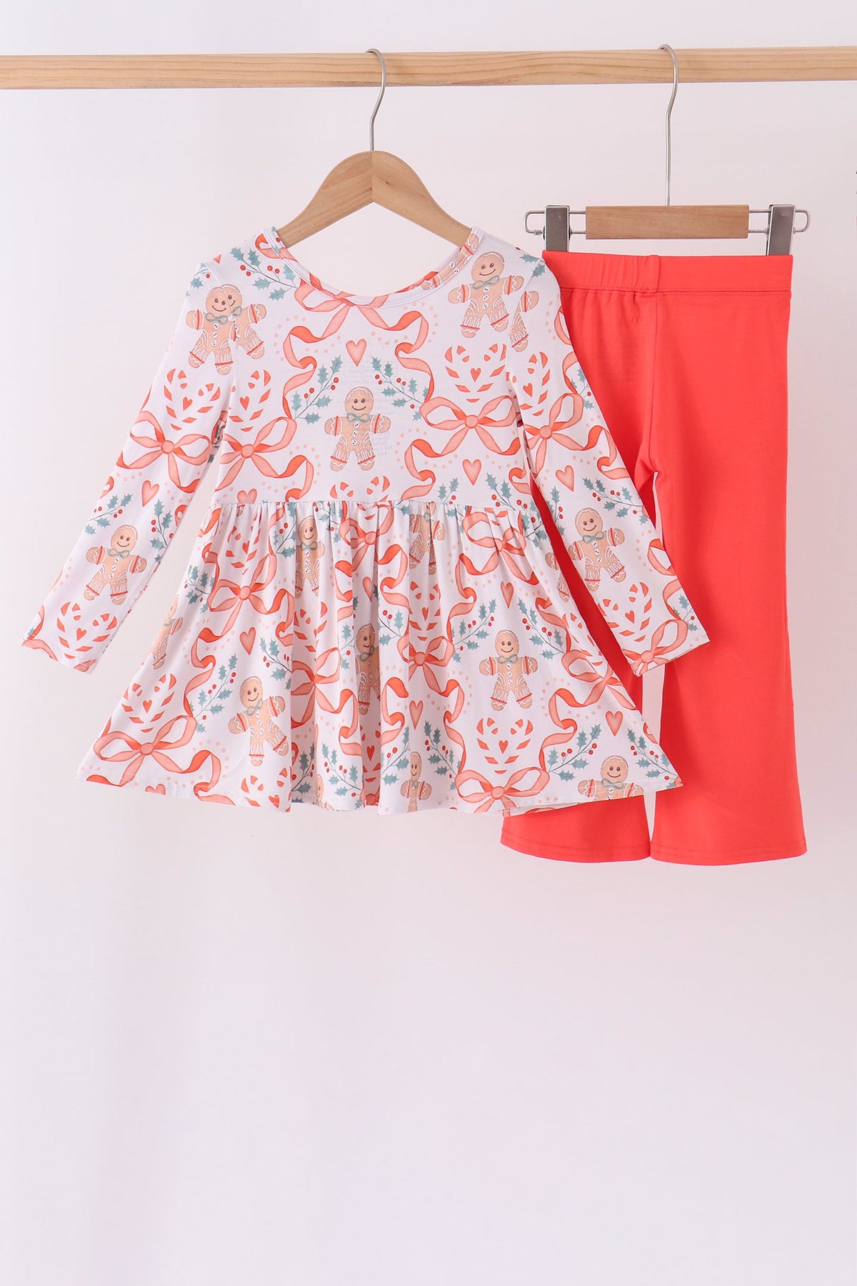 Coral gingerbread bamboo pants set