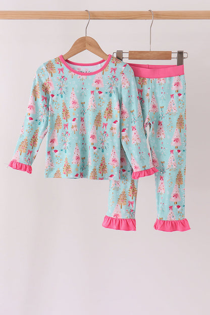 Green christmas tree bamboo pajama set