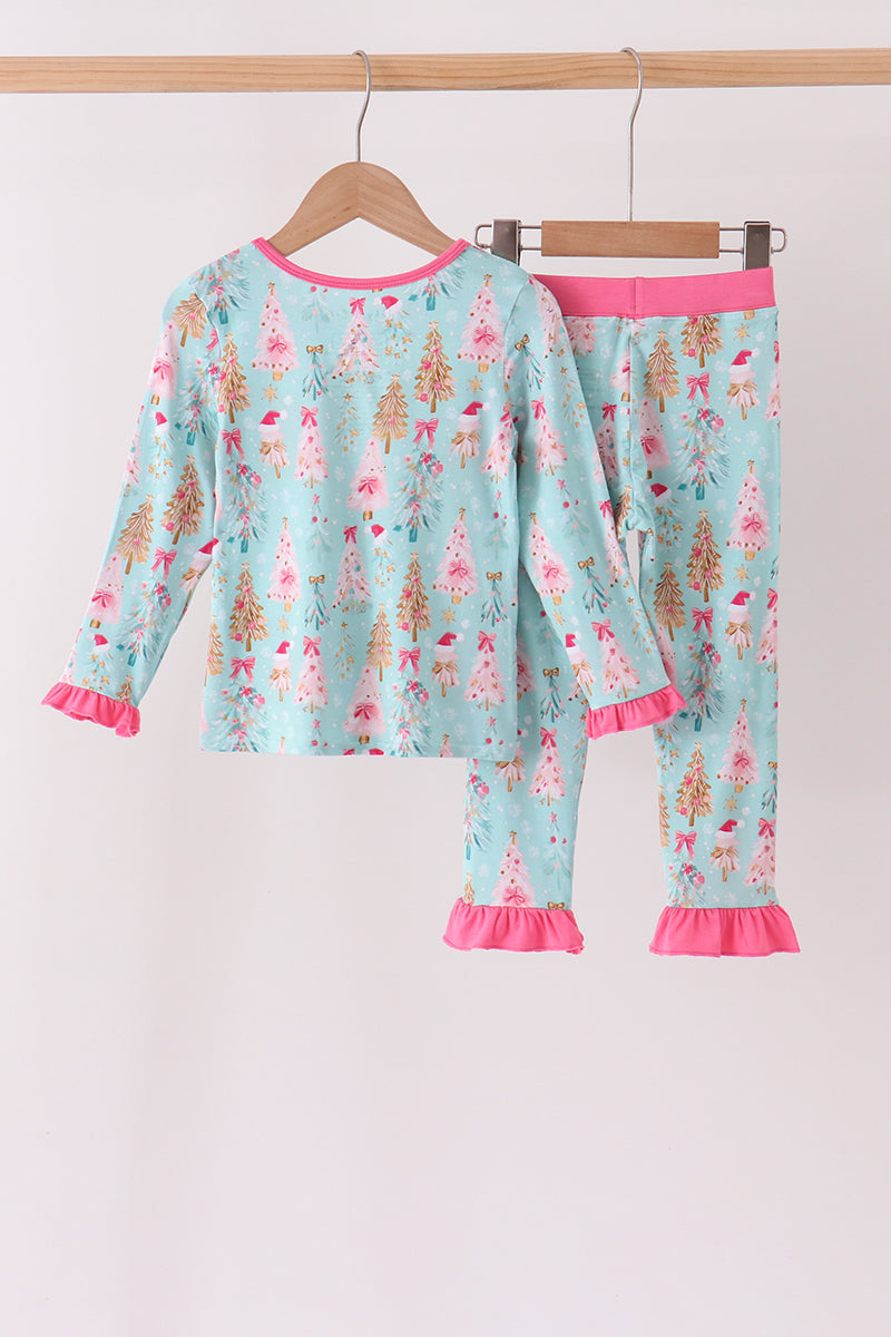 Green christmas tree bamboo pajama set