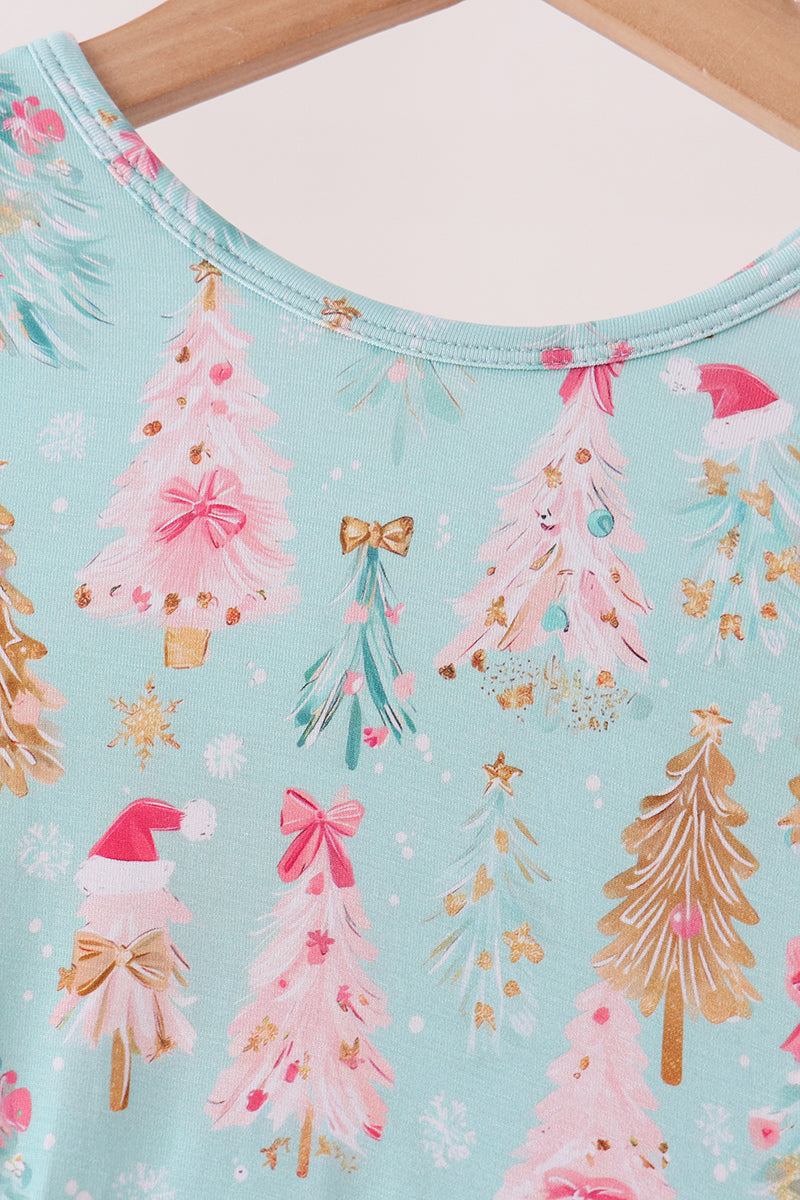Green christmas tree bamboo pants set