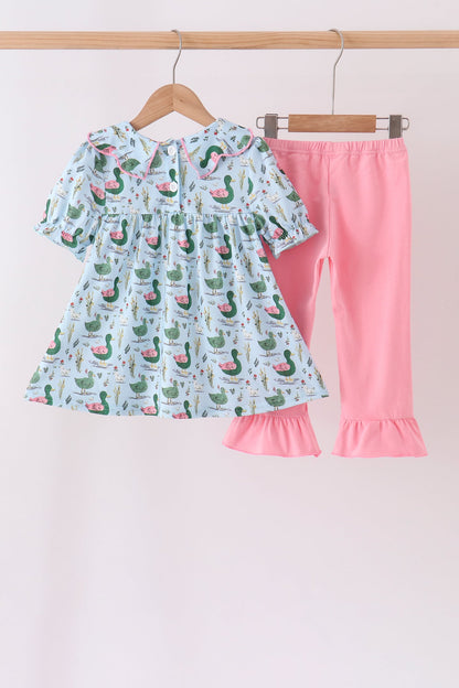Green mallard ruffle  pants set