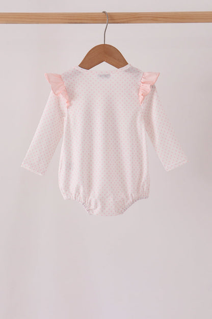 Pink santa claus dot applique ruffle bubble