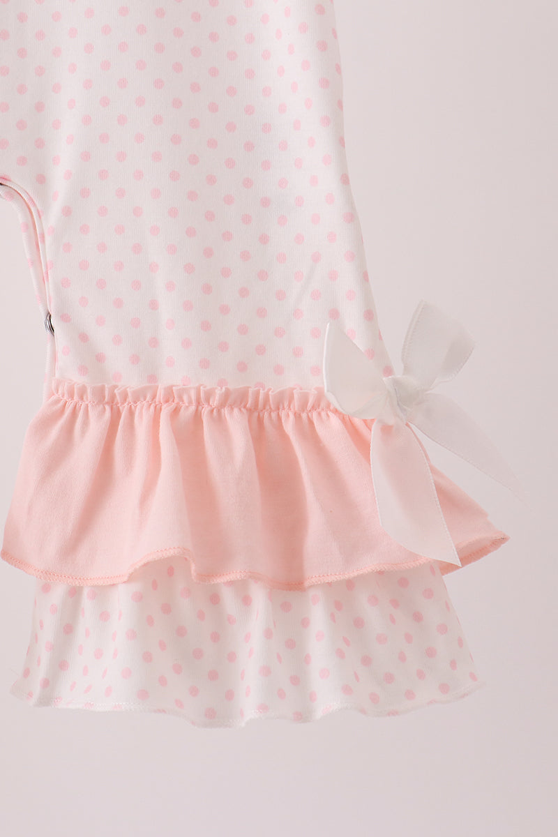 Pink santa claus dot applique ruffle romper