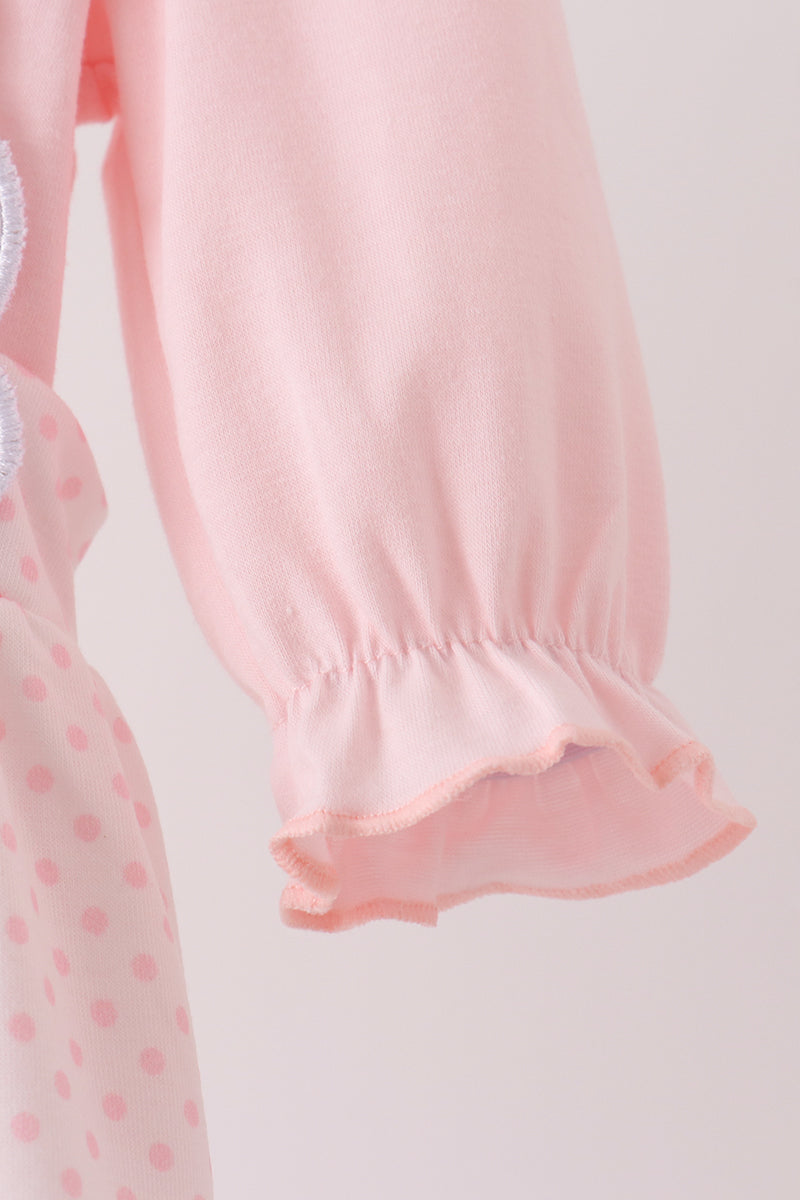 Pink santa claus dot applique ruffle 2pc set