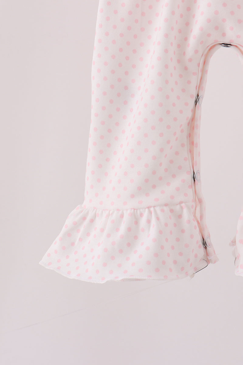 Pink santa claus dot applique ruffle 2pc set