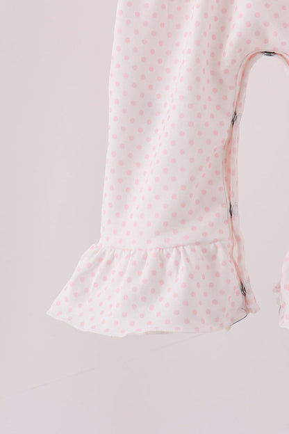 Pink santa claus dot applique ruffle 2pc set