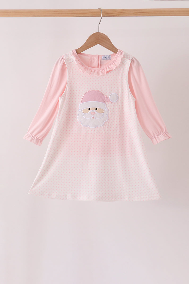 Pink santa claus dot applique 2pc set