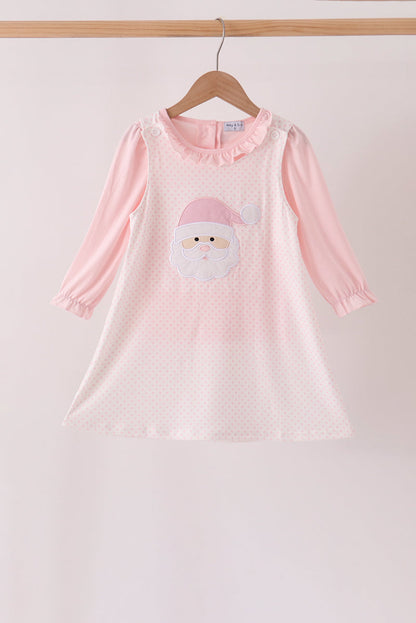 Pink santa claus dot applique 2pc set