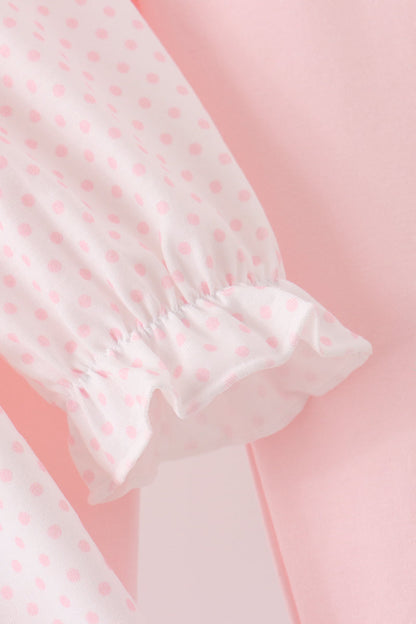 Pink santa claus dot applique ruffle pants set