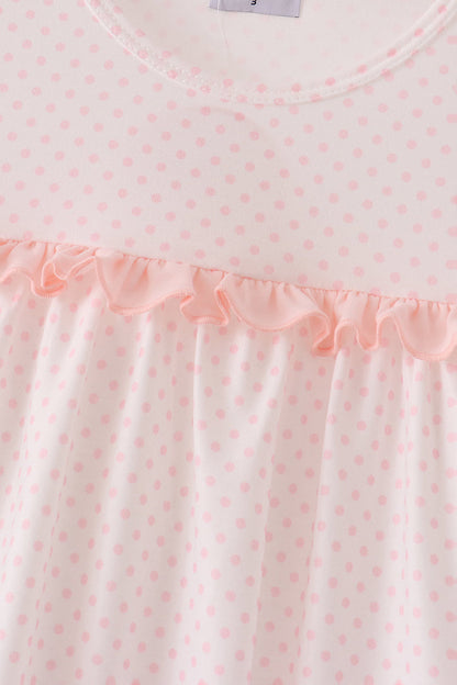 Pink santa claus dot applique ruffle dress