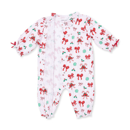 Bows & Candy Canes - Long Sleeve Ruffle Collar Romper
