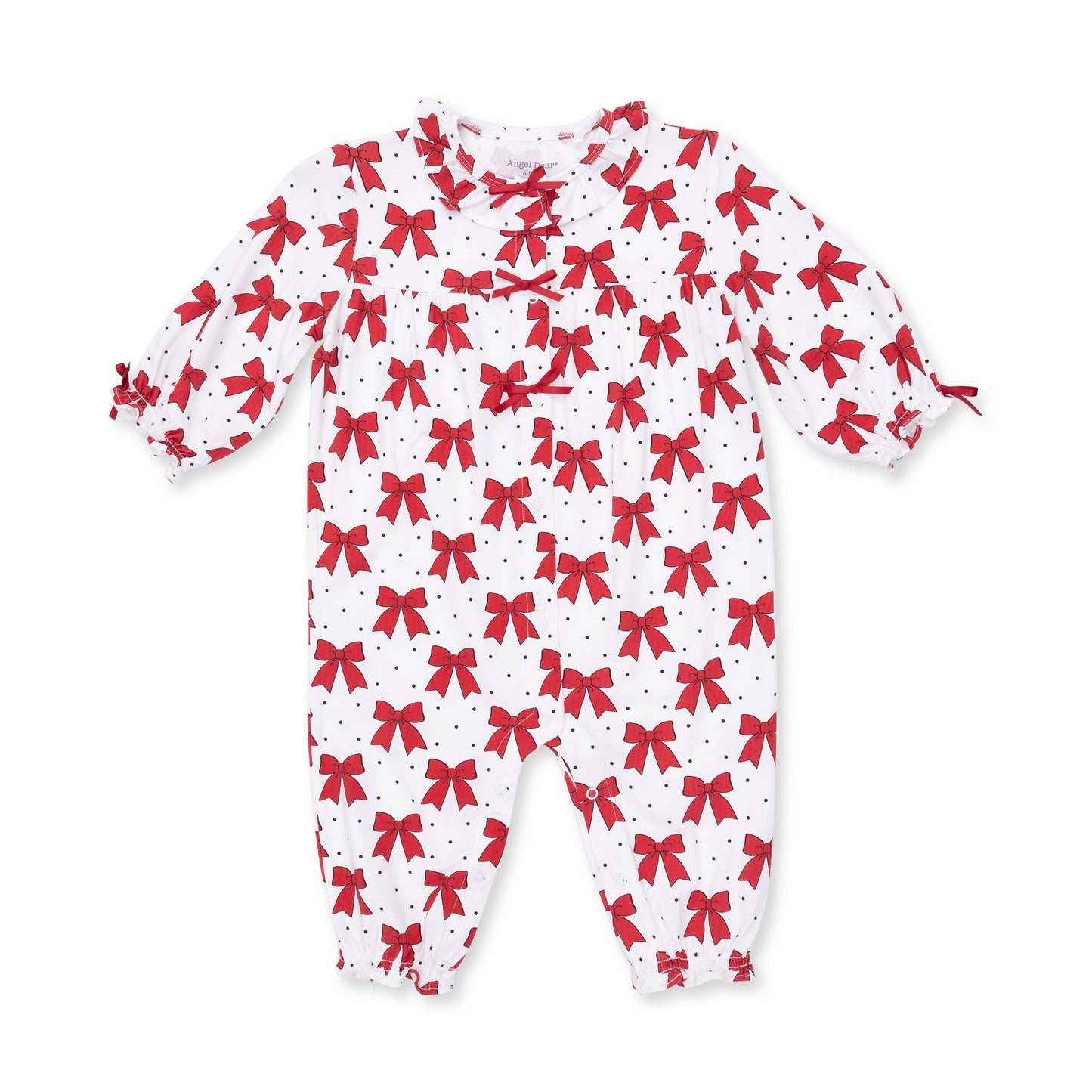Festive Bows - Long Sleeve Ruffle Collar Romper