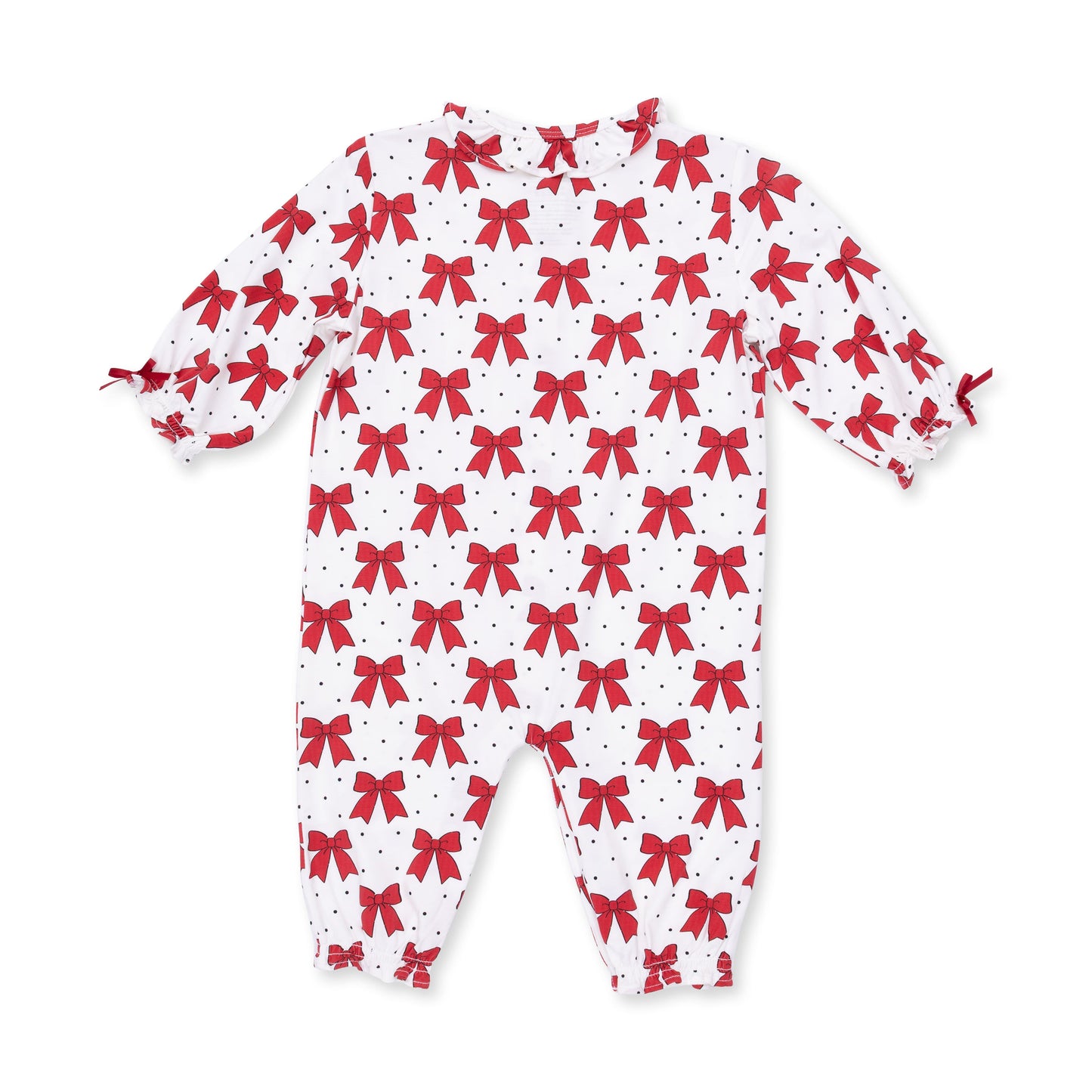 Festive Bows - Long Sleeve Ruffle Collar Romper